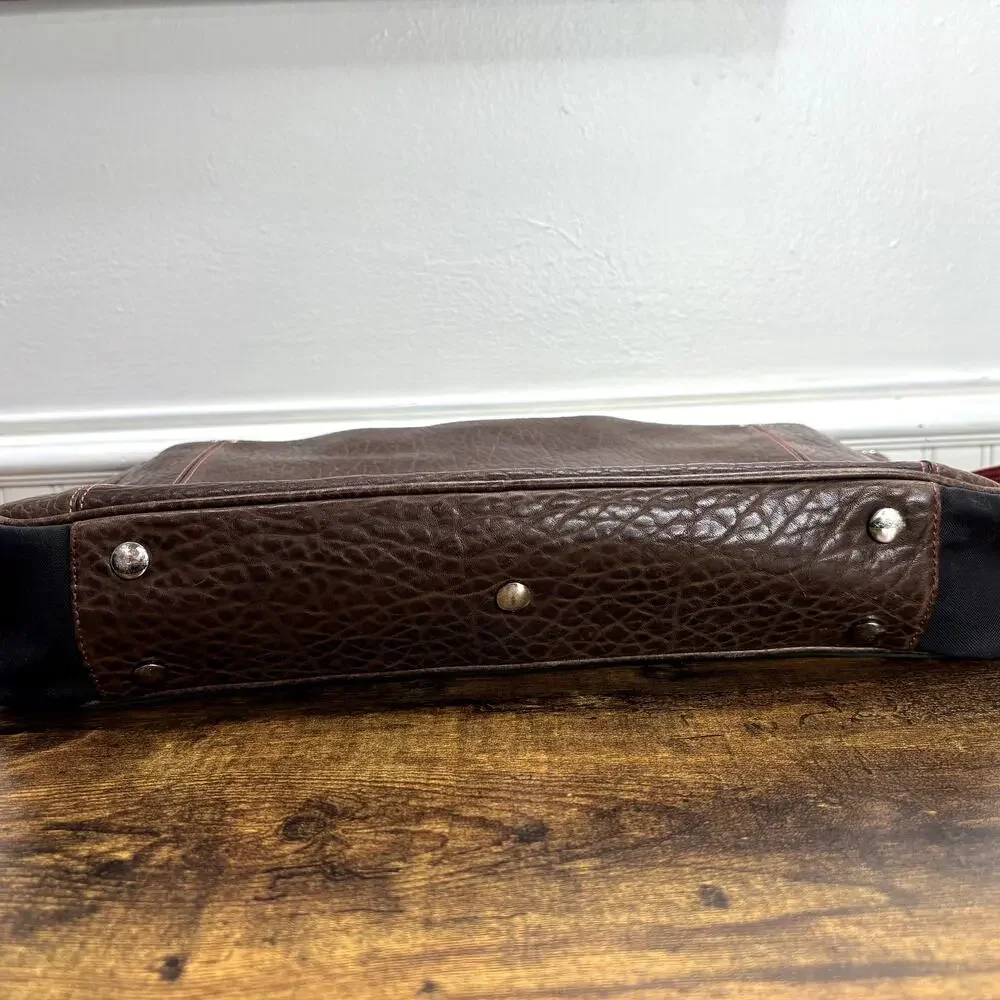 Tusk Computer Brief Messenger Bag Leather Padded Adjustable Strap FLAW READ